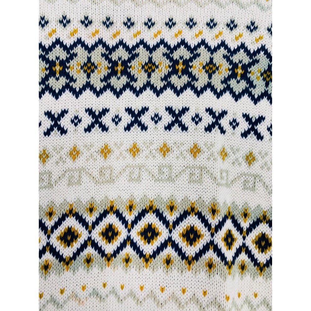 Vintage United Colors of Benetton Fair Isle Cotton Cardigan Sweater, Size Medium - Picture 9 of 9